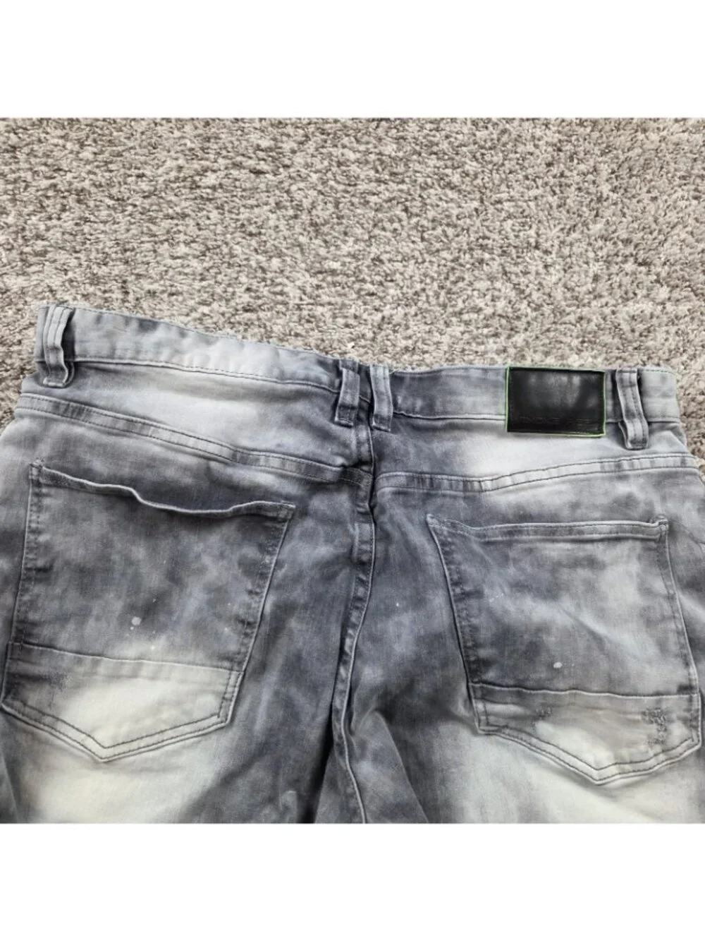 SMOKE RISE Jeans Mens 38x32 Gray Distressed Slim Fit Denim